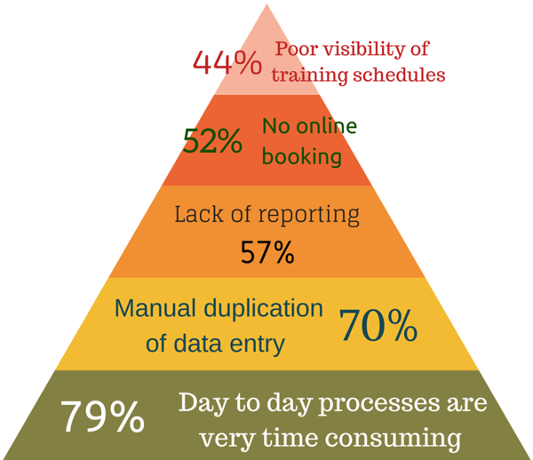Pyramid graph showing training industry survey results