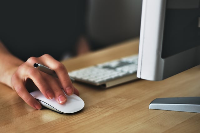 Man googling on computer