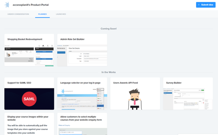 the accessplanit product portal for suggestions and what we're working on
