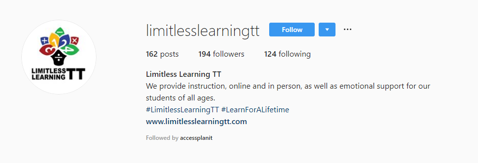 Limitless Learning Instagram using hashtags in bio