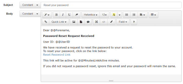 password reset email from accessplanit tms