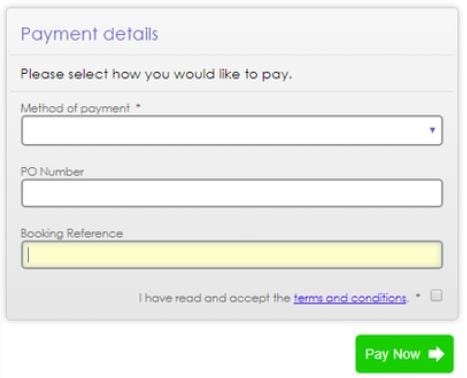 booking reference box on a training management system