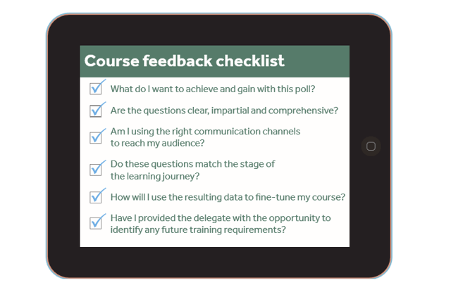 Course feedback checklist collected through training management system