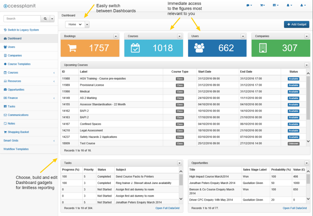 accessplanit training success platform dashboard