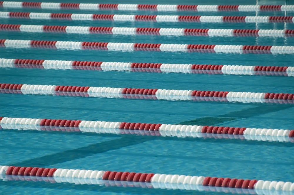 Lane ropes in outdoor swimming pool