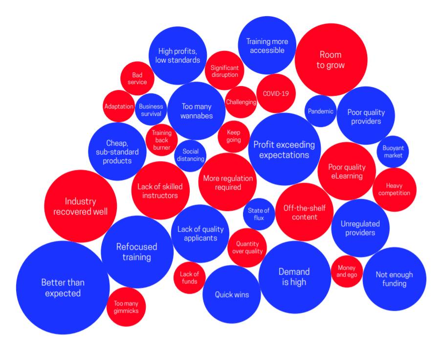 training provider challengers word cloud
