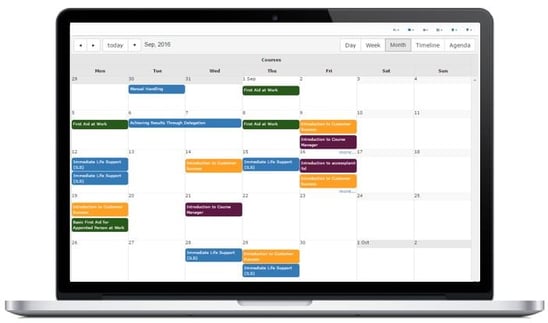 Course calendar in Training Management System