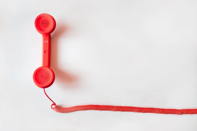 Red telephone with wire