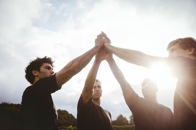 rugby players preparing before match