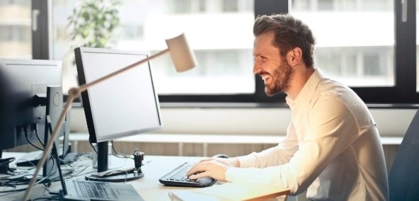 Man Using SaaS for Training Company