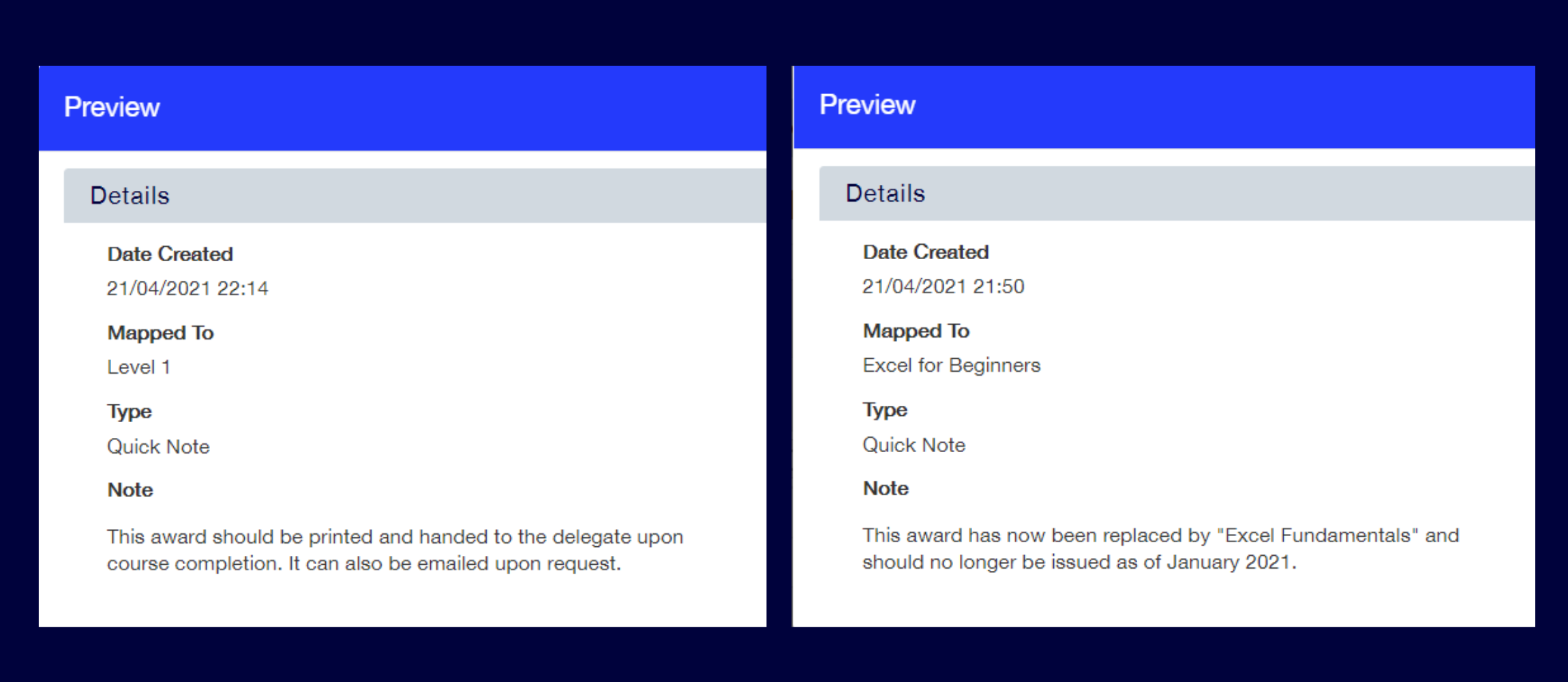 examples of changes to meetings notes