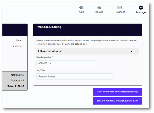 manage booking step