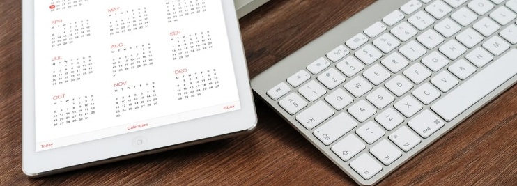 Calendar on tablet and keyboard