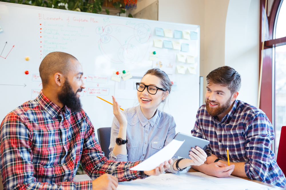 young group working together in office